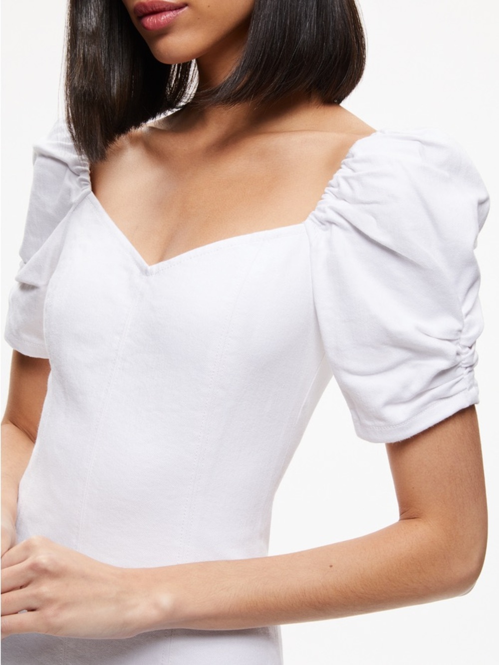 Alice + Olivia WHITE MIMI DENIM MINI DRESS SZ 10 - Picture 4 of 12